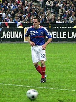 Ribéry playing for France against Colombia in June 2008