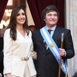 Milei and Villarruel being presented before the Argentine Senate moments after taking office