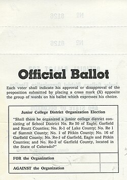 Official ballot from CMC founding in 1965