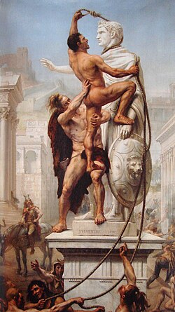 The Visigoths sacking Rome in 410, by Joseph-Noël Sylvestre (1890), the first time in c. 800 years that Rome had fallen to a foreign enemy