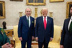 Taoiseach Micheál Martin and US President Donald Trump, at the White House, Washington, D.C. in March 2025
