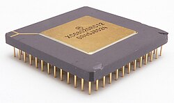 A 1984 Motorola 68020 prototype. It features a 32-bit ALU, addresses, and data buses.