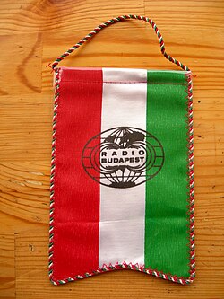 A pennant sent to overseas listeners by Radio Budapest in the late 1980s