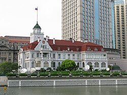 The Russian Consulate General in Shanghai, located on the banks of the Suzhou River