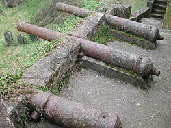 Remains of a battery of English cannon at Youghal, County Cork