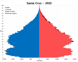 Santa Cruz population pyramid (2022 census)