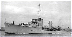 Champlain (ex-Torbay), c.1932, showing the raised gun platform forward, characteristic of the Thornycroft S class
