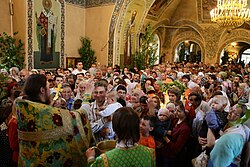 Trinity Sunday in Russia; the Russian Orthodox Church has experienced a great revival since the dissolution of the Soviet Union, a country that had a policy of state atheism.[301]