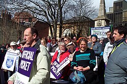 A rally of the trade union UNISON in Oxford during a strike in March 2006