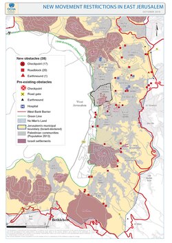 UN OCHA map of East Jerusalem showing movement restrictions by Israel in October 2015