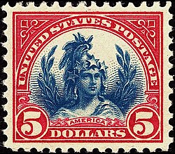 1923 Freedom, $5, blue and red