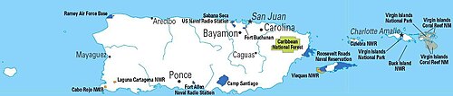 U.S. military installations and other federal lands in Puerto Rico (including the U.S. Virgin Islands) throughout the 20th century