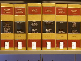 Volumes of the 2004 edition of Martindale-Hubbell Law Directory on the shelf in the reference section of the Dr. Martin Luther King Jr. Library in San Jose, California