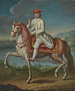 Portrait of Clement XIV on horseback in the countryside around Castel Gandolfo, c. 1770s