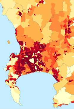Population density in Cape Town
