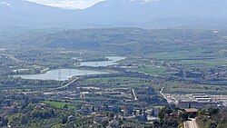 Large retention basins of the Pescara river (Italy) after heavy rainfall