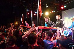 "Pool Floatie Races" is one of many ways The Aquabats incorporate audience participation into their shows.