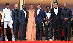 Lee with the cast of BlacKkKlansman (2018) promoting the film at the 2018 Cannes Film Festival