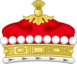 Illustration of a coronet shown from the side with nine silver balls visible