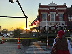 A masonic temple turned brewing company in downtown Enid, Oklahoma.