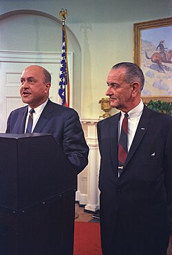 Johnson (right) with HUD Secretary Robert C. Weaver, 1966