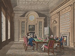 1808 illustration of the Board of Admiralty in Whitehall