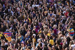 Barcelona Femení supporters at Plaça Sant Jaume in 2023