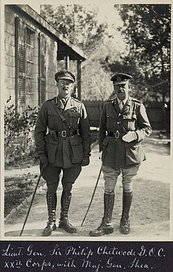Lieutenant General Philip Chetwode (right), GOC XX Corps, and Major General John Shea, GOC 60th Division, June 1917.