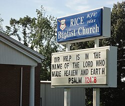 Church sign indicating that the congregation uses the Authorized King James Version of the Bible of 1611
