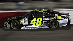 Jimmie Johnson's #48 car in Richmond in 2018, the last year he drove for Lowe's