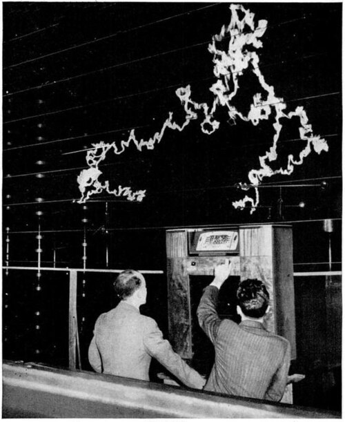 FM has better rejection of static (RFI) than AM. This was shown in a dramatic demonstration by General Electric at its New York lab in 1940. The radio had both AM and FM receivers. With a million-volt arc as a source of interference, the AM receiver produced a roar of static, while the FM receiver clearly reproduced a music program from Armstrong's experimental FM transmitter in New Jersey.