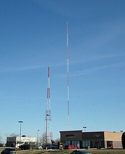 WSCR's main and auxiliary towers in Bloomingdale; former ancient rival and now sister station WBBM moved their transmission to the site in 2019.