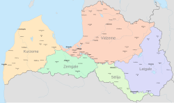 Historical regions: Courland Semigallia Vidzeme Latgale Selonia