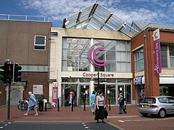 Entrance to Coopers Square shopping centre
