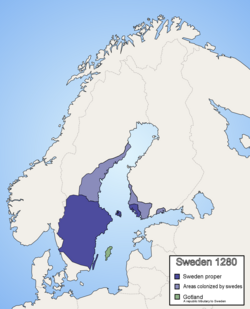 A rough map of the extent of Swedish rule, c. 1280