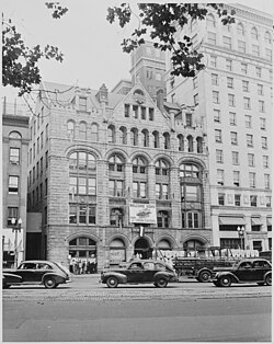 The Washington Post building the week after the 1948 United States presidential election; the "Crow-Eaters" sign is addressed to Harry Truman following his surprising re-election.