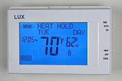 A touch screen thermostat
