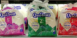 Four liter bagged milk in Quebec, Canada