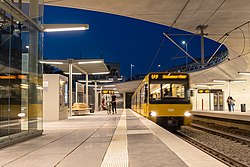 Underground open-air light rail station in Stuttgart