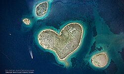 Galešnjak island in a shape of a heart