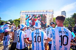 Messi's Argentina jersey, supplied by Adidas, was sold out worldwide during the 2022 World Cup.[379]