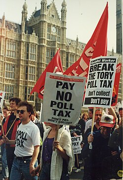 People demonstrating against the poll tax on 31 March 1990
