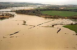 A floodplain after a one-in-10-year flood on the Isle of Wight
