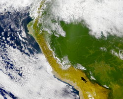 An enlargeable satellite image of Peru