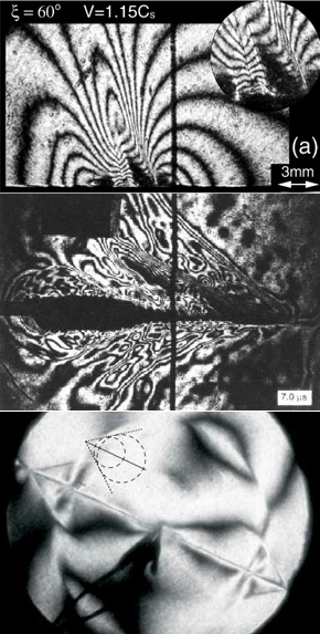 The fastest super-shear cracks on Earth: Bimaterial delamination; shear rupture of a graphite composite; and rupture of a frictional interface simulating a laboratory earthquake.