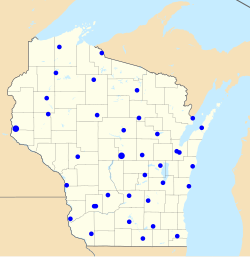 Map of radio affiliates in 2017; note the map consists of data for stations by location of transmitter, thus WTMJ's location being in Racine County near Union Grove rather than Milwaukee.