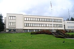 The Skamania County Courthouse, one of the most prominent buildings in Stevenson