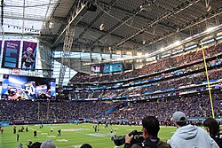 The inside of U.S. Bank Stadium on game day