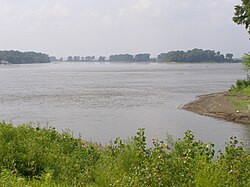 The Upper Mississippi River at its confluence with the Missouri River north of St. Louis