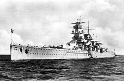 The German pocket battleship Admiral Graf Spee took part in the Battle of the River Plate, and was scuttled by her captain after being damaged in combat.